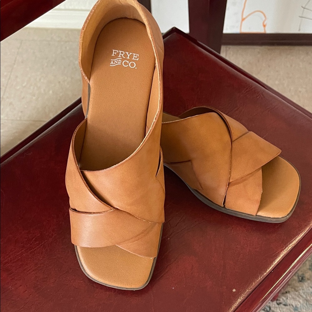 Frye and Co. Tulya Solid Brown All Man Made Slip On Sandals sz 8.5